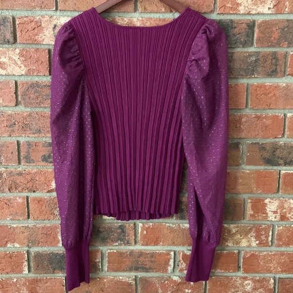 Anthropologie Elegant Purple Puff Sparkle Sleeve Women's Top - Picture 10 of 10